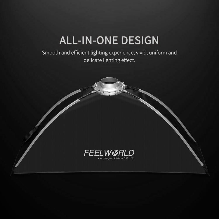 FEELWORLD FSR120 30x120cm Rectangular Softbox Quick Release Bowens Mount Diffuser