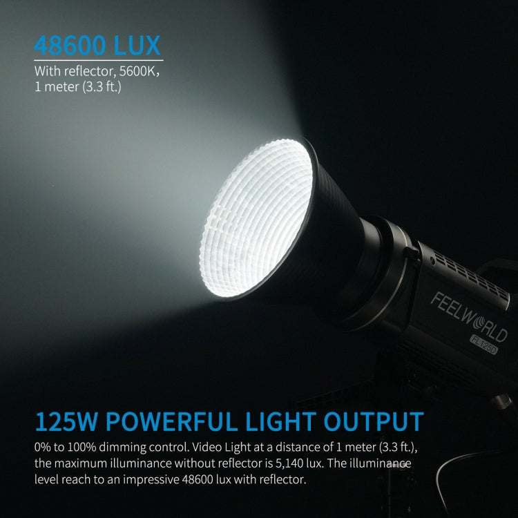 FEELWORLD FL125D 125W Daylight Point Source Video Light, Bluetooth APP Control(UK Plug)