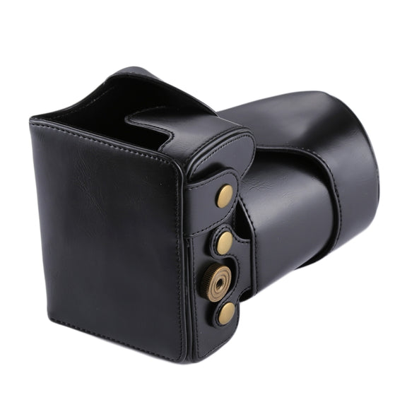 Full Body Camera PU Leather Case Bag for Canon EOS 200D  (18-55mm Lens)(Black)