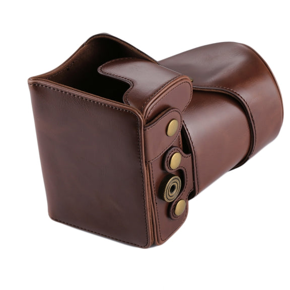 Full Body Camera PU Leather Case Bag for Canon EOS 200D  (18-55mm Lens)(Coffee)