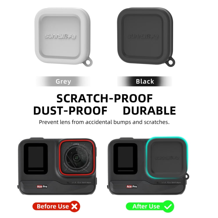 For Insta360 Ace / Ace Pro Sunnylife Silicone Lens Cap Protector Lens Cover (Grey)
