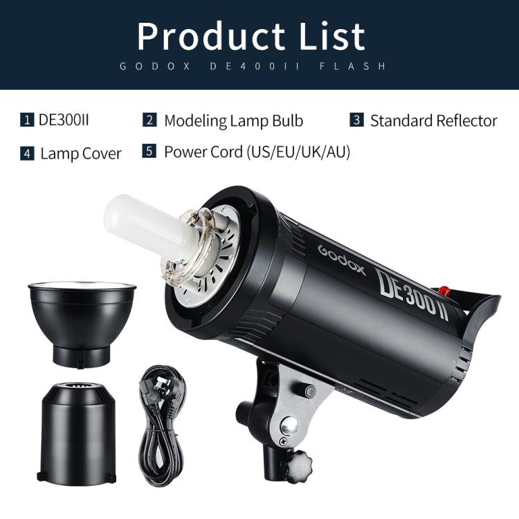 Godox DE300II 300Ws Studio Flash Light Strobe Lamp Head Bowens Mount Speedlight (AU Plug)