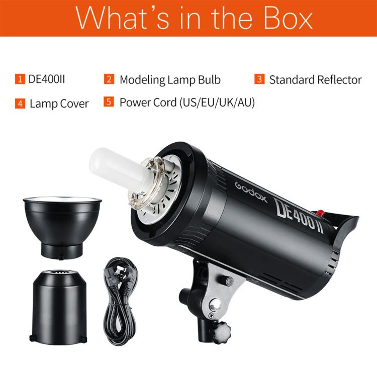 Godox DE400II 400Ws Studio Flash Light Strobe Lamp Head Bowens Mount Speedlight (AU Plug)
