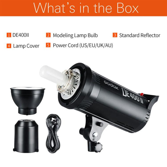 Godox DE400II 400Ws Studio Flash Light Strobe Lamp Head Bowens Mount Speedlight (EU Plug)