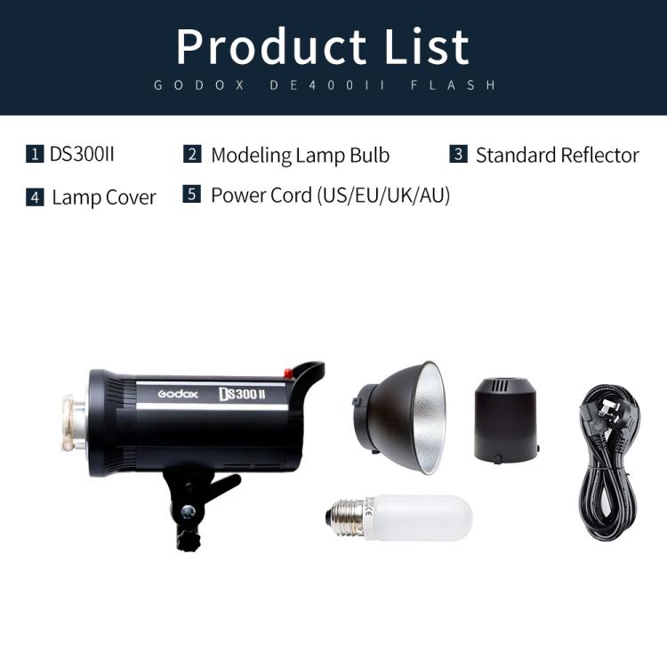 Godox DS300II 300Ws Studio Flash Light Strobe Lamp Head Bowens Mount Speedlight (AU Plug)