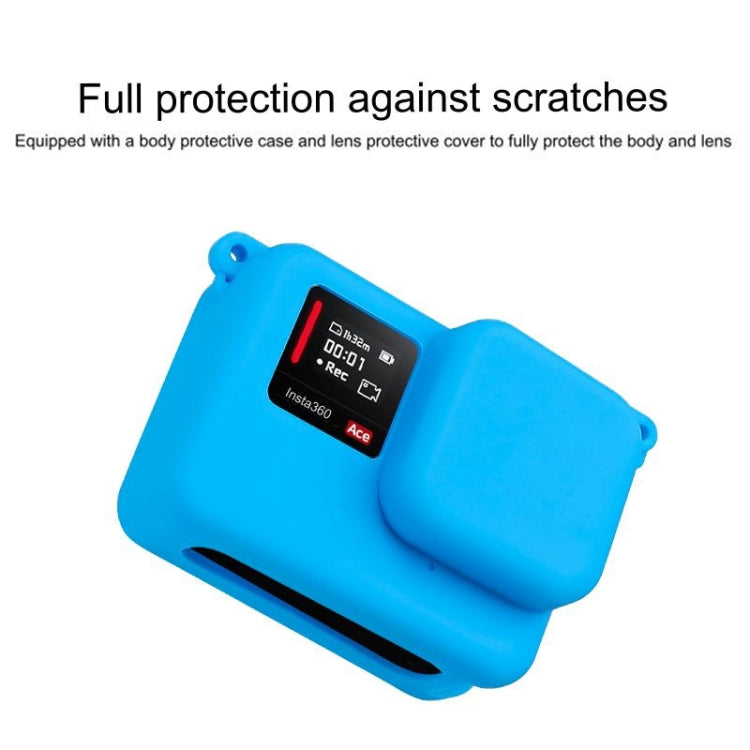 For Insta360 Ace Body Silicone Protective Case with Lens Cap (Blue)