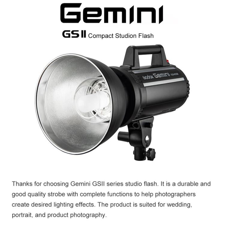 Godox Gemini GS400II Studio Flash Light 400Ws Bowens Mount Strobe Flash (US Plug)