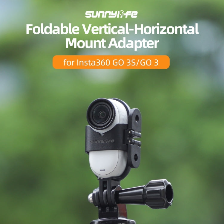 For Insta360 GO 3S / GO 3 Sunnylife Foldable Vertical-Horizontal Mount Adapter Protective Frame Brackets Housing Case (Black)