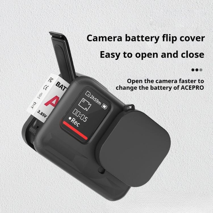For Insta360 Ace Pro Silicone Protective Case with Wrist Strap & Lens Cover (Black)