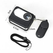 For Insta360 GO 3S Camera Charging Case Silicone Case with Lens Cap & Strap (Black)