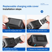 For GoPro HERO 2024 Silicone Protective Case Side Interface Cover with Wrist Strap & Lens Cover (Black)
