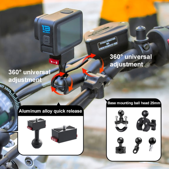 25mm Headball Metal Quick Release Base Adapter for GoPro, Insta360, DJI and Other Action Cameras (Black)