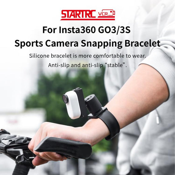 For Insta360 GO 3S / GO 3 STARTRC Silicone Wristband Snap Ring Quick Release Fixed Adapter Mount (Black)