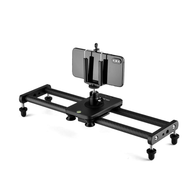 YELANGU L140T-A 40cm Carbon Fiber Slide Rail Track with Phone Clamp & BallHead Adapter for Smartphones (Black)