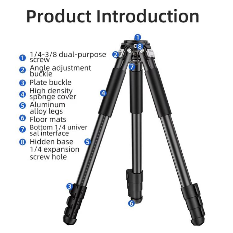 BEXIN RK294 Portable Collapsible Aluminum Alloy Camera Tripod (Black)