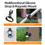 For Insta360 GO 3S / GO 3 Sunnylife Camera Strap Magnetic Mount Drone Mount Silicone Wristband Backpack Stripe (Black)