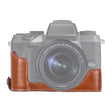 1/4 inch Thread PU Leather Camera Half Case Base for Canon EOS M5(Brown) - free shipping - PMC TechLife - Order now!