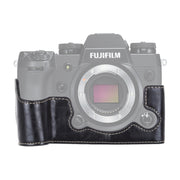 1/4 inch Thread PU Leather Camera Half Case Base for FUJIFILM X-H1 (Black)