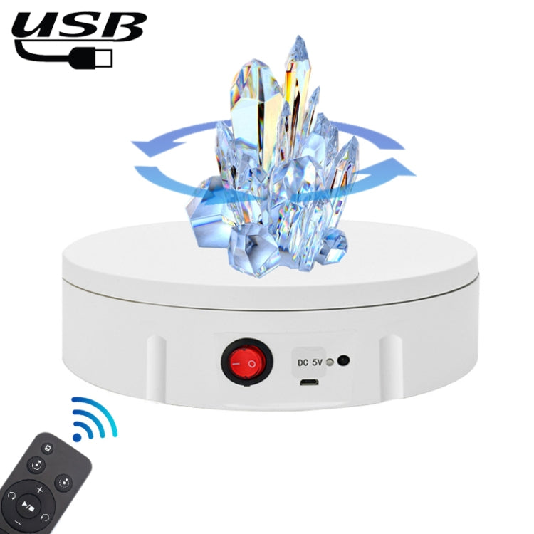 22cm USB Charging Rotating Display Stand Video Shooting Props Turntable, Load: 10kg, No Battery(White)