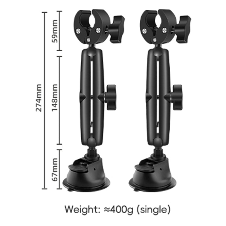 2 x Single-leg Car Suction Cup Mount Crab Clamps Set (Black)