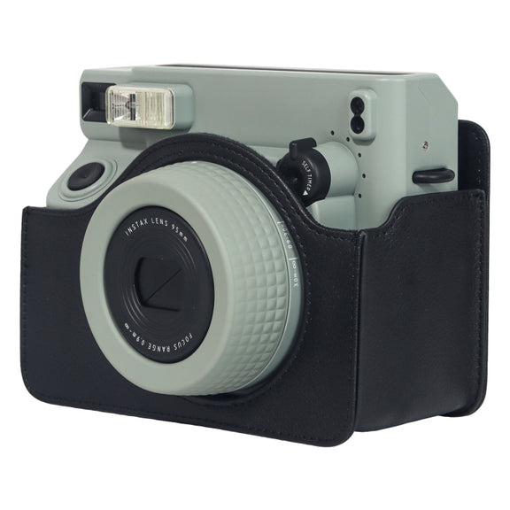 For FUJIFILM Instax WIDE 400 Full Body Leather Case Bag with Strap (Black)