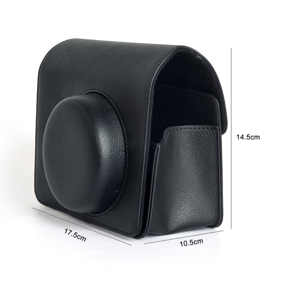 For FUJIFILM Instax WIDE 400 Full Body Leather Case Bag with Strap (Black)