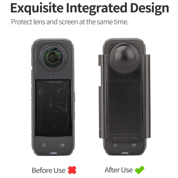 For Insta360 X4 Sunnylife Integrated Lens Screen Protective Cover (Transparent Black)