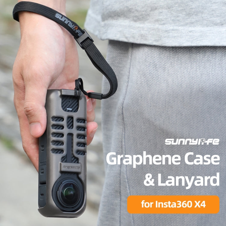 For Insta360 X4 Sunnylife Graphene Case High Thermal Conductivity Protective Case with Hand Strap (Black)