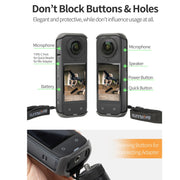 For Insta360 X4 Sunnylife Graphene Case High Thermal Conductivity Protective Case with Hand Strap (Black)