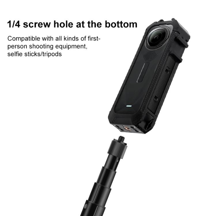 For Insta360 X5 Cold Shoe Carbon Fiber Texture ABS Plastic Protective Frame (Black)