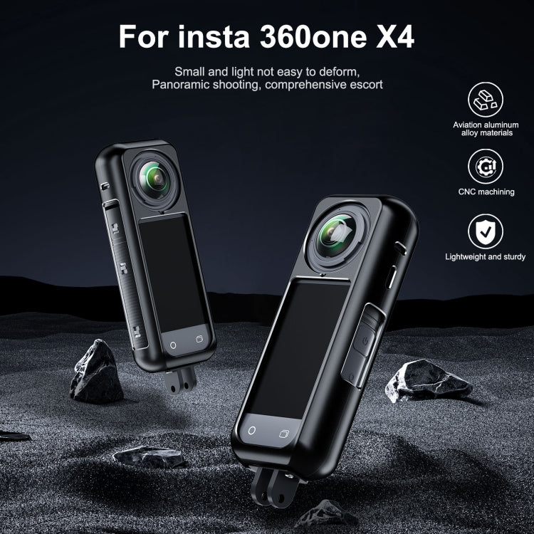 For Insta360 X4 Aluminum Alloy Metal Protective Cage Housing Frame (Black)