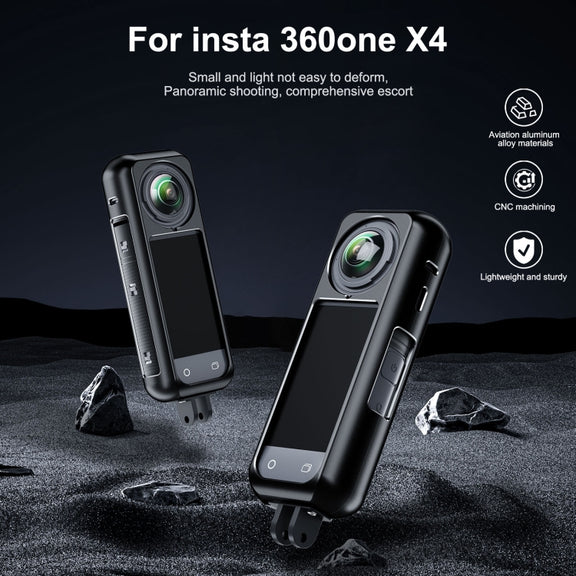 For Insta360 X4 Aluminum Alloy Metal Protective Cage Housing Frame (Black)