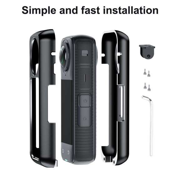 For Insta360 X4 Aluminum Alloy Metal Protective Cage Housing Frame (Black)
