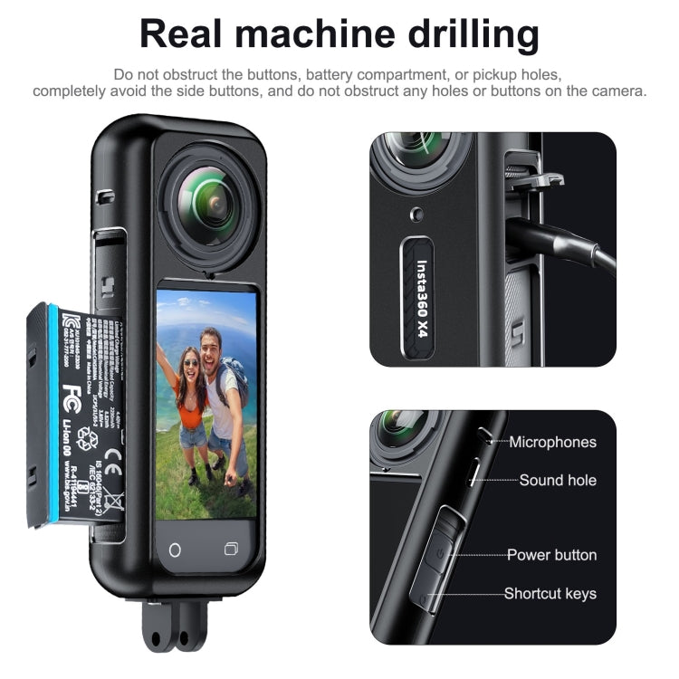 For Insta360 X4 Aluminum Alloy Metal Protective Cage Housing Frame (Black)