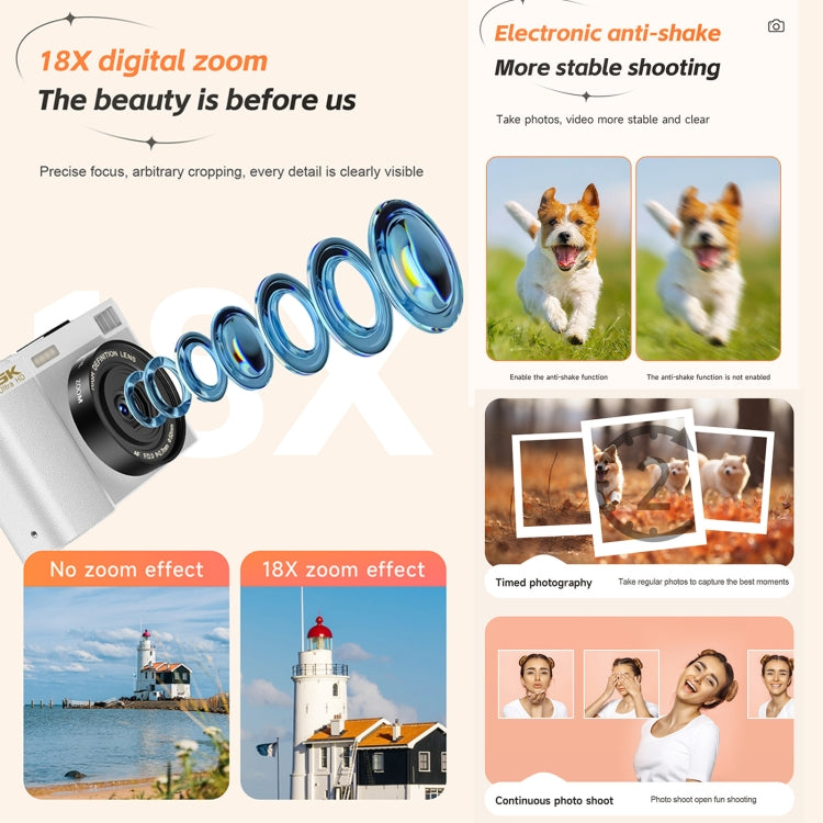 HDC-F01 3.0 inch 5K UHD Photography Digital Camera SLR Camera (White)