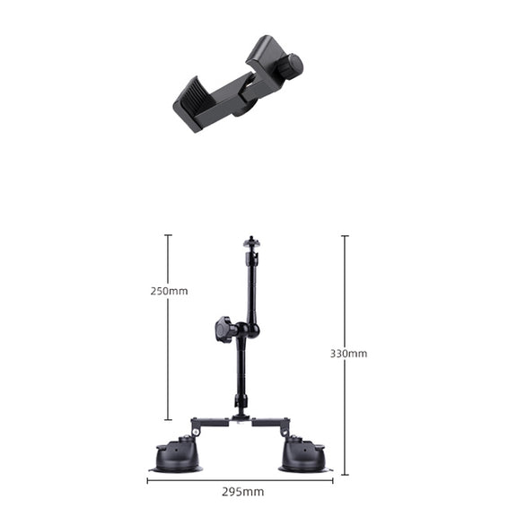 Dual-leg Suction Cup Articulating Friction Magic Arm Phone Clamp Mount (Black)