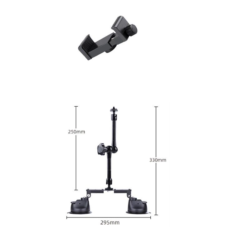 Dual-leg Suction Cup Articulating Friction Magic Arm Phone Clamp Mount (Black)