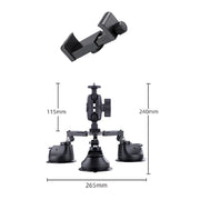 Tri-leg Suction Cup Connecting Rod Arm Phone Clamp Mount (Black)