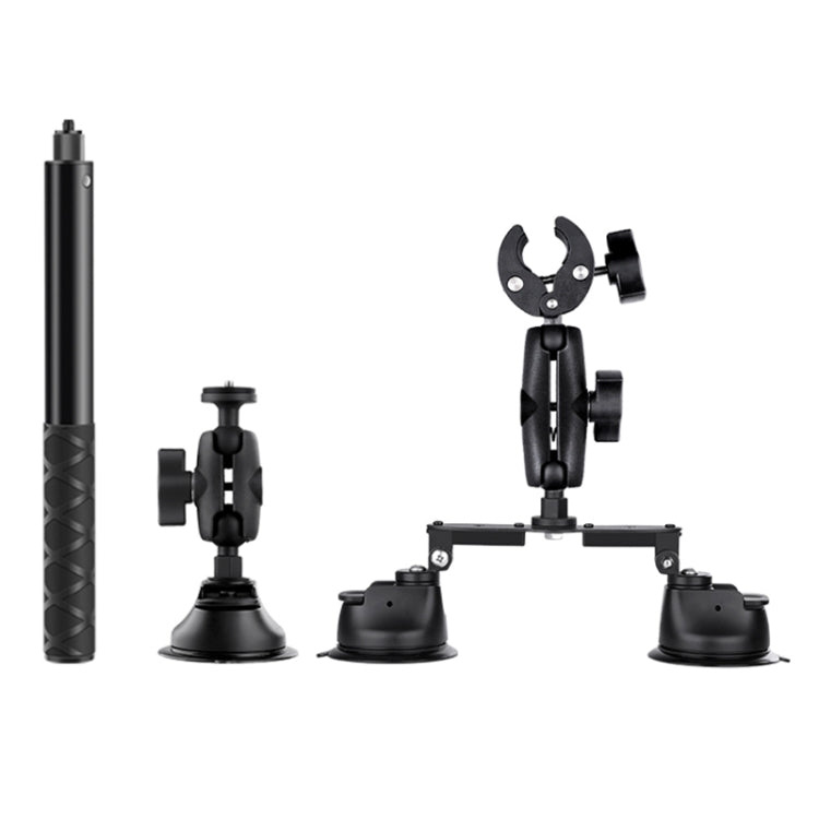 Dual-leg Suction Cup + Single Suction Cup with Selfie Stick Kits (Black)