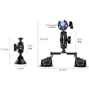 Dual-leg Suction Cup + Single Suction Cup with Selfie Stick Kits (Black)
