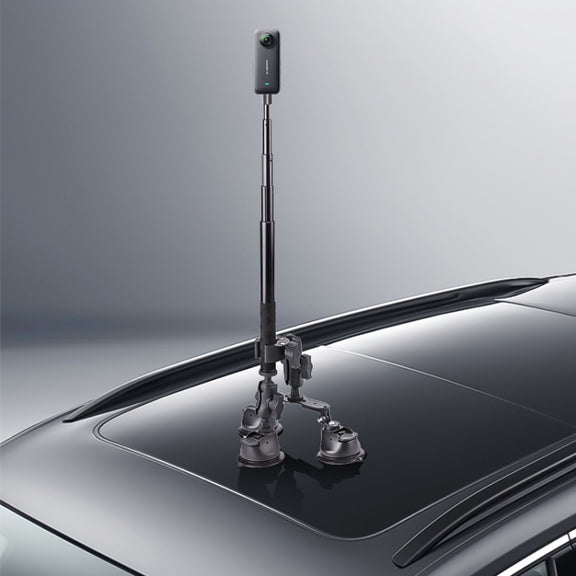 Dual-leg Suction Cup + Single Suction Cup with Selfie Stick Kits (Black)
