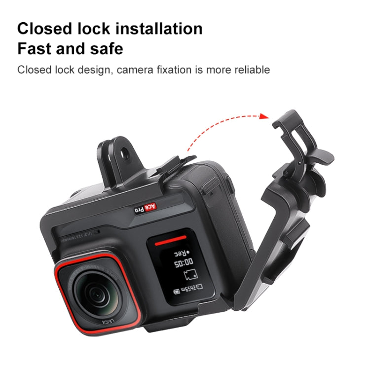 For Insta360 Ace / Ace Pro PC Cage Expansion Adapter Frame with Dual Cold Shoe Bases (Black)