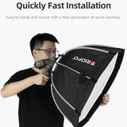 TRIOPO KS90 90cm Dome Speedlite Flash Octagon Parabolic Softbox Diffuser with Bracket Mount Handle for Speedlite
