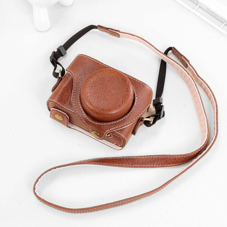 For Sony ZV-1F / ZV1M2 Full Body Camera PU Leather Case Bag with Strap (Coffee)