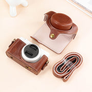 For Sony ZV-1F / ZV1M2 Full Body Camera PU Leather Case Bag with Strap (Coffee)