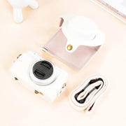 For Sony ZV-1F / ZV1M2 Full Body Camera PU Leather Case Bag with Strap (White)