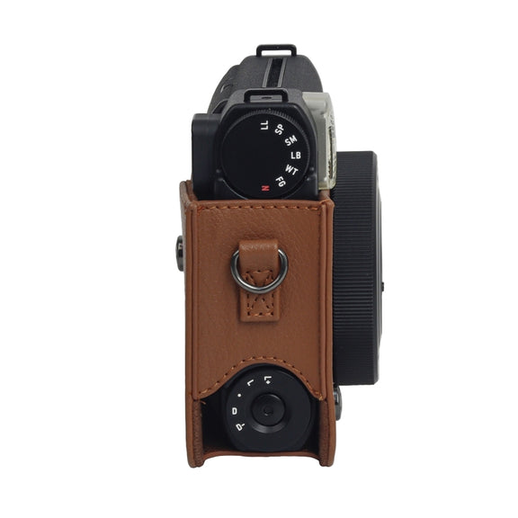 For Fujifilm Instax mini 99 Full Body Camera PU Leather Case Bag with Strap (Brown)