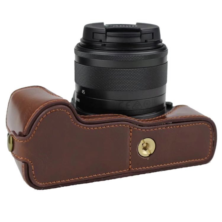 1/4 inch Thread PU Leather Camera Half Case Base for Canon EOS M50 / M50 Mark II (Black)