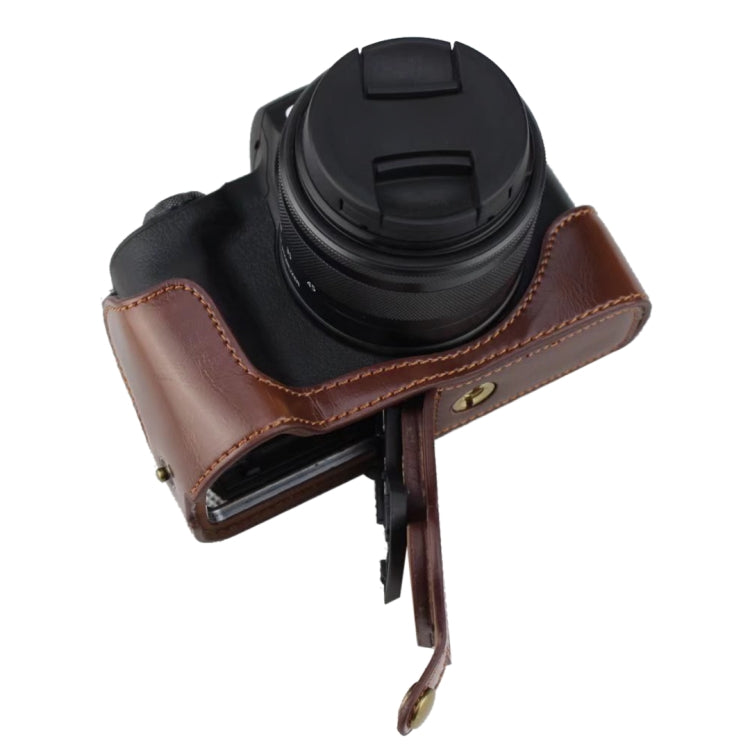 1/4 inch Thread PU Leather Camera Half Case Base for Canon EOS M50 / M50 Mark II (Black)