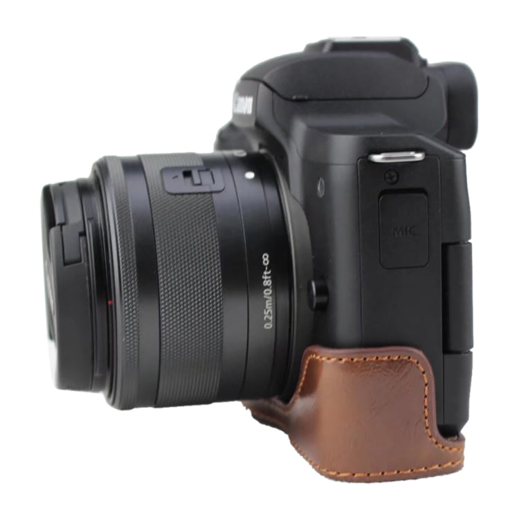 1/4 inch Thread PU Leather Camera Half Case Base for Canon EOS M50 / M50 Mark II (Black)